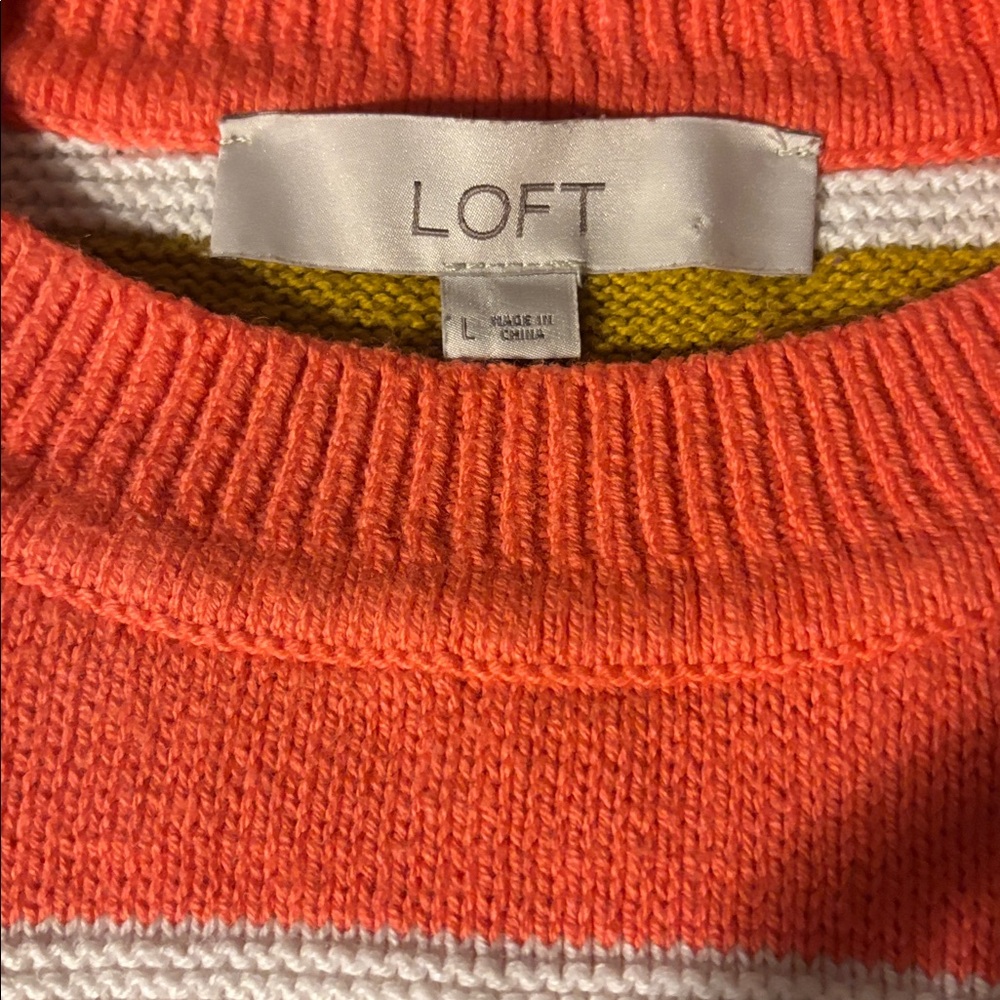 LOFT Multicolor Striped Crew Neck Sweater - Picture 8 of 8